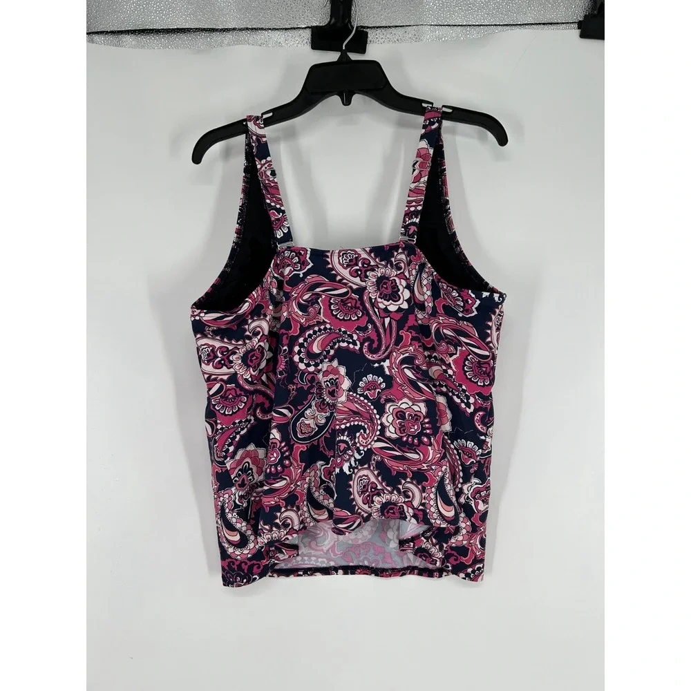 Lands End Tankini Womens‎ Size 20W Pink Floral Paisley Print Sleeveless Swim Top